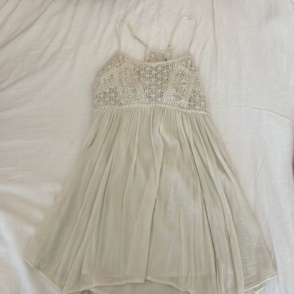 American Eagle Summer Cream Crocheted Dress
